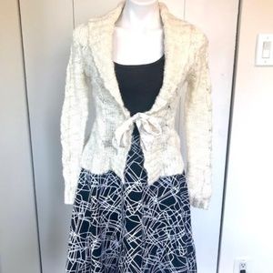 INC cream cardigan with ribbon tie- Petite S